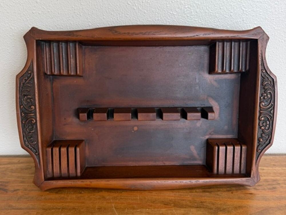 Vintage Brown Lightweight Ornate Silverware Tray